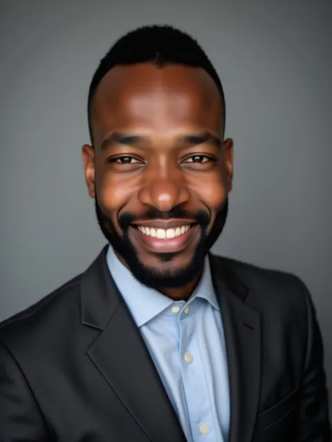 Classic gray studio AI headshot example