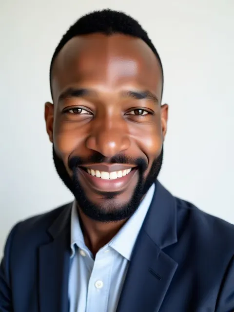 Bright white studio AI headshot example